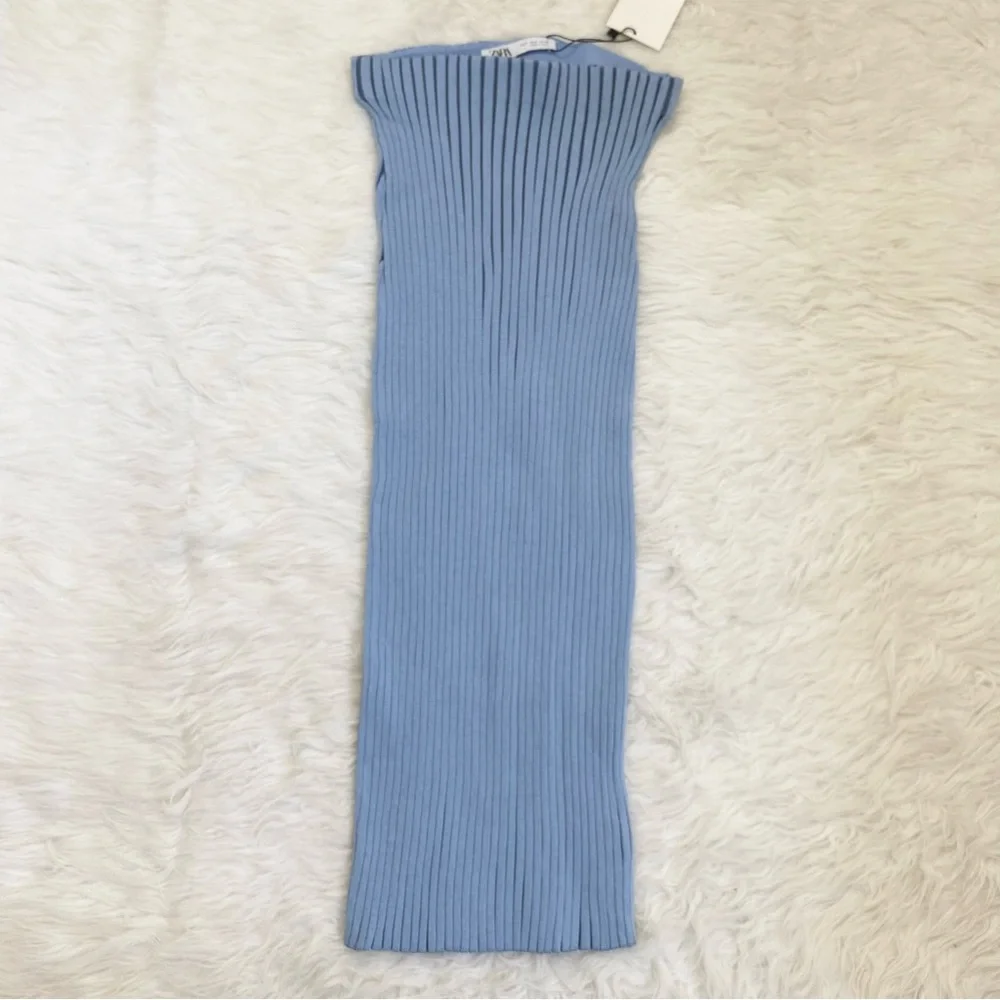 ZARA Blue Ribbed 2 Piece Skirt Set - Picture 3 of 3